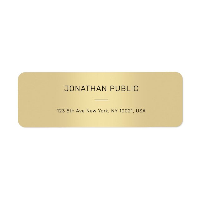 Professional Modern Clean Chic Gold Return Address Label (Front)
