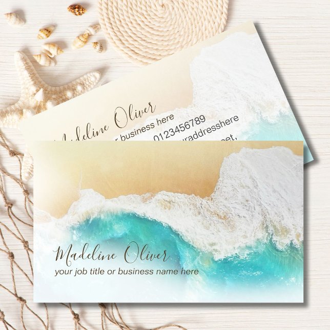 Professional Modern Coastal Beach Watercolor Business Card (Creator Uploaded)