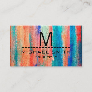 Professional Modern Colourful Wood Monogram Business Card