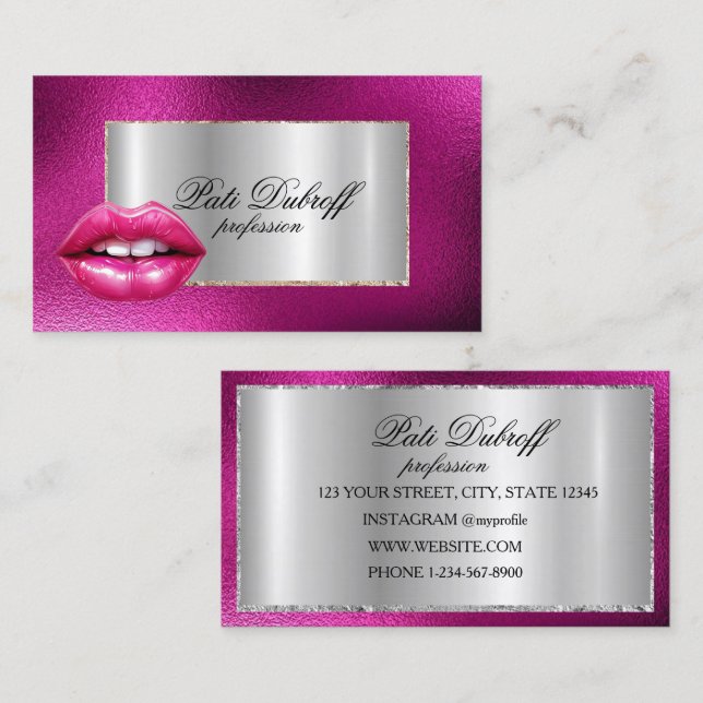 Professional Modern Corporate Silver Brows Lashes Business Card (Front/Back)