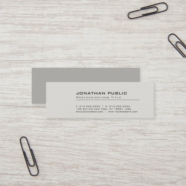 Professional Modern Creative Elegant Grey Plain Mini Business Card (Front/Back In Situ)