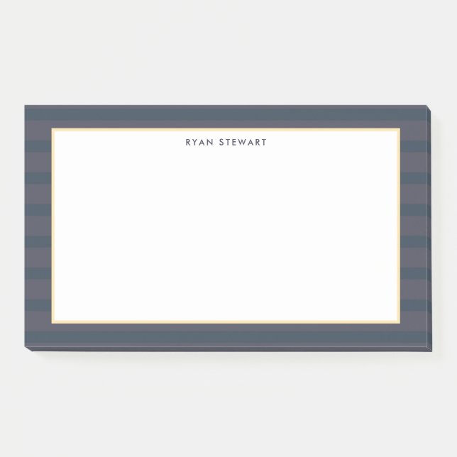 Professional Modern Dark Blue and Plum Striped Post-it Notes (Front)