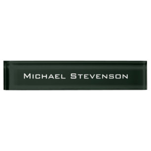 Professional Modern Dark Green Business Nameplate