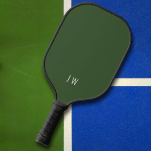 Professional Modern Dark Green Monogram Initials Pickleball Paddle