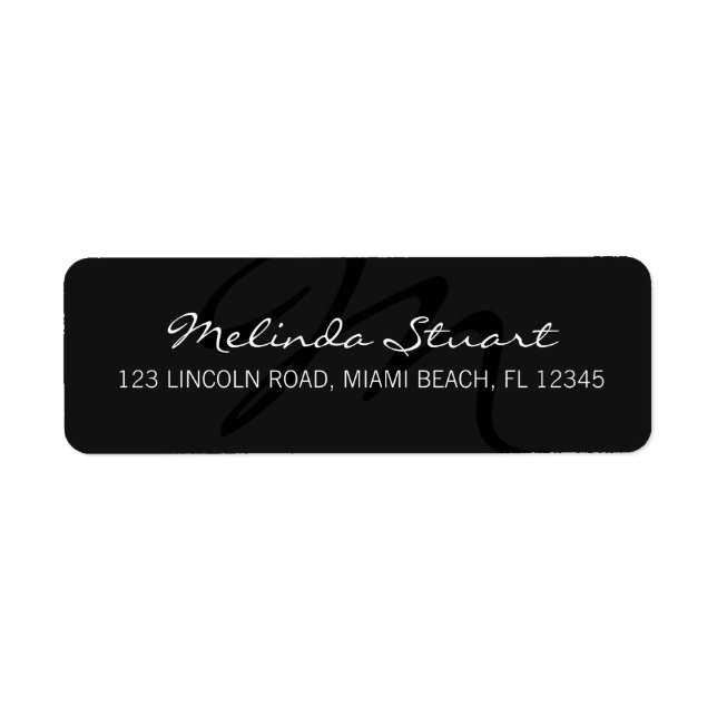 Professional Modern Dark Grey Monogram Return Address Label (Front)