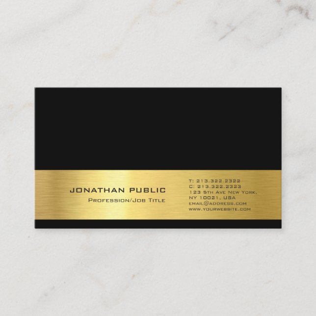 Professional Modern Design Elegant Black Gold Look Business Card (Front)