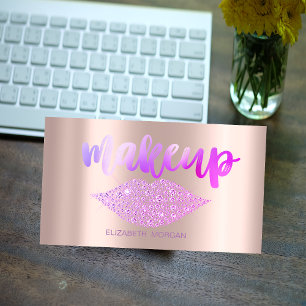 Professional  Modern Diamonds Lips,Rose Gold  Business Card