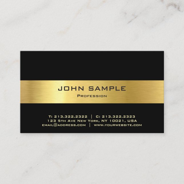 Professional Modern Elegant Black and Gold Gloss Business Card (Front)