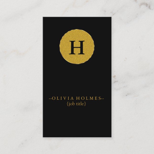 Professional Modern Elegant Black Faux Gold Foil Business Card (Front)