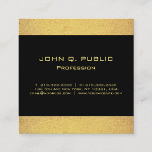 Professional Modern Elegant Black Gold Square Business Card