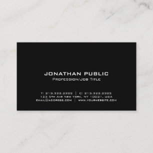 Professional Modern Elegant Black Sleek Plain Business Card