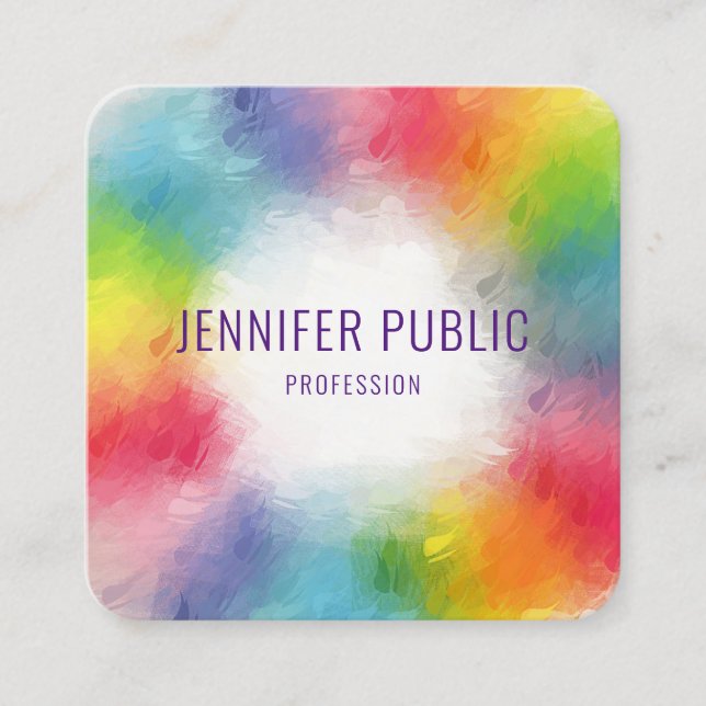 Professional Modern Elegant Colourful Template Square Business Card (Front)