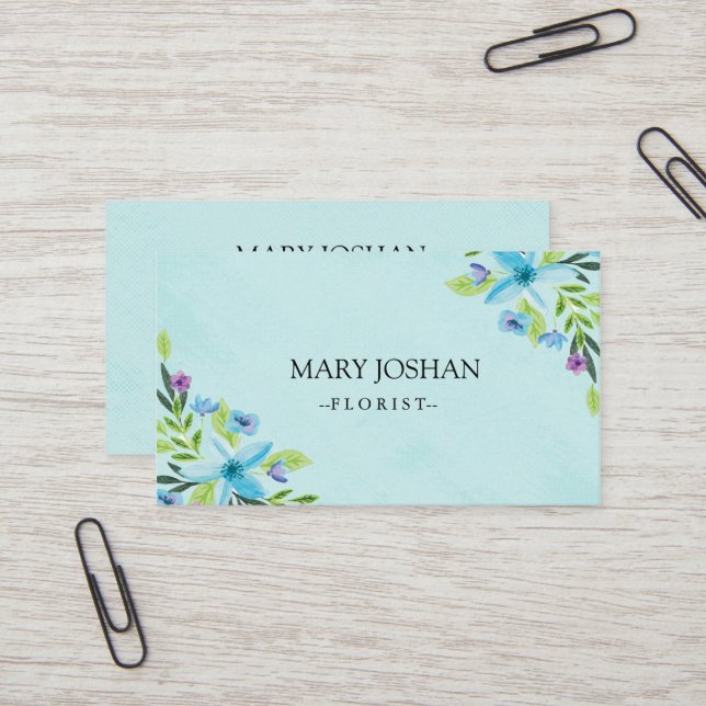 Professional Modern Elegant Floral Florist  Business Card (Front/Back In Situ)