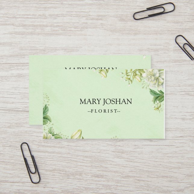 Professional Modern Elegant Floral Florist  Business Card (Front/Back In Situ)