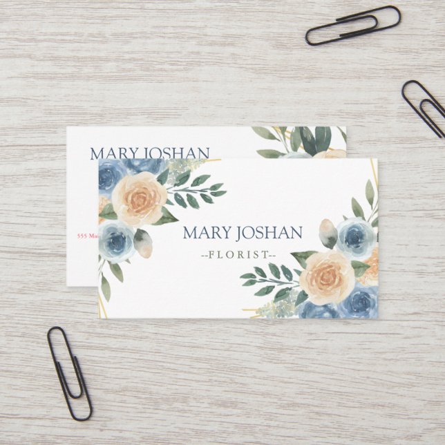 Professional Modern Elegant Floral Florist  Business Card (Front/Back In Situ)