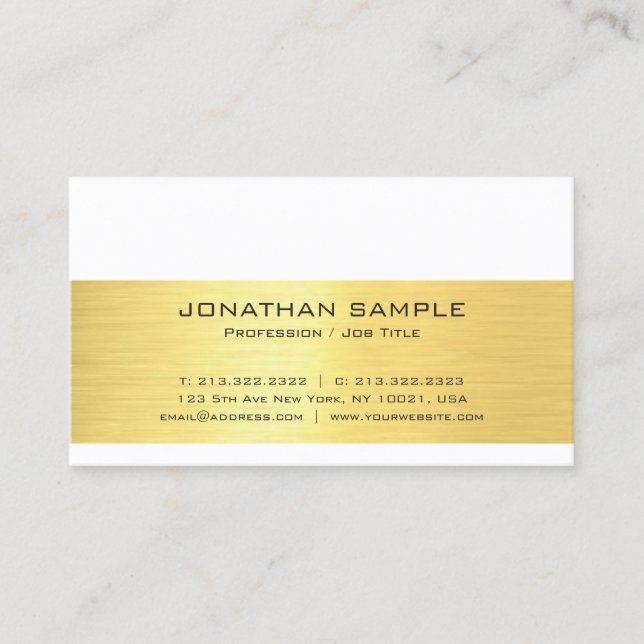Professional Modern Elegant Gold Look Plain Trendy Business Card (Front)