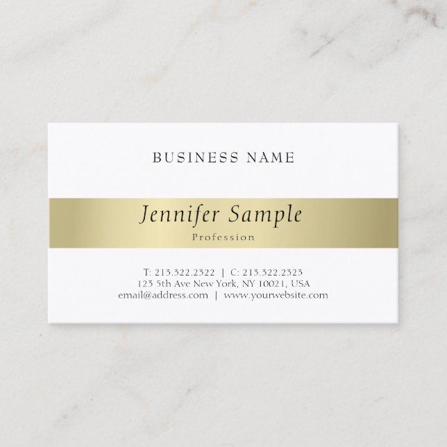 Professional Modern Elegant Gold Look Simple Plain Business Card (Front)