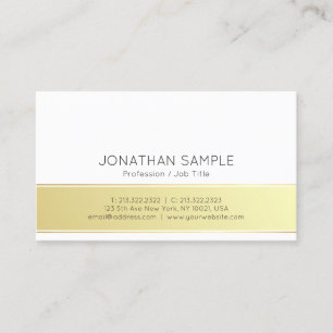 Professional Modern Elegant Gold White Plain Business Card