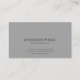 Professional Modern Elegant Grey Simple Plain Business Card