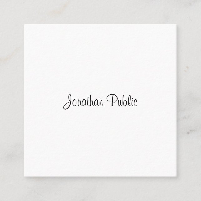 Professional Modern Elegant Handwritten Script Square Business Card (Front)