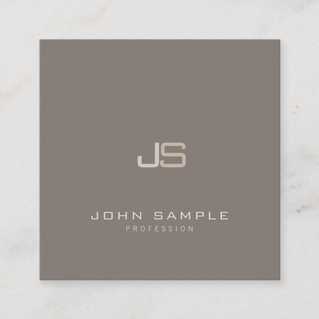 Professional Modern Elegant Monogrammed Template Square Business Card (Front)