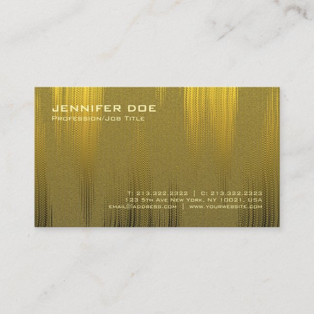 Professional Modern Elegant Plain Gold Effect Business Card (Front)