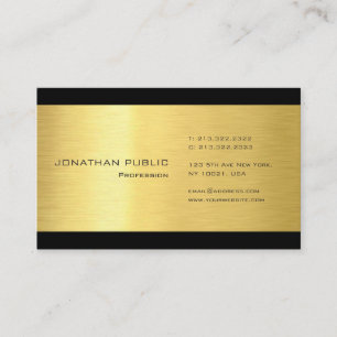 Professional Modern Elegant Plain Gold Look Black Business Card