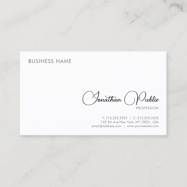 Professional Modern Elegant Simple Personalised Business Card (Front)