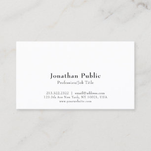 Professional Modern Elegant White Clean Plain Business Card