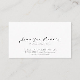 Professional Modern Elegant White Simple Plain Business Card