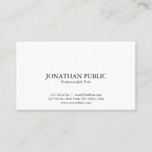 Professional Modern Elegant White Simple Plain Business Card
