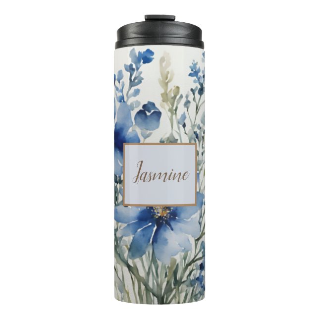 Professional Modern Floral Add Name Thermal Tumbler (Front)