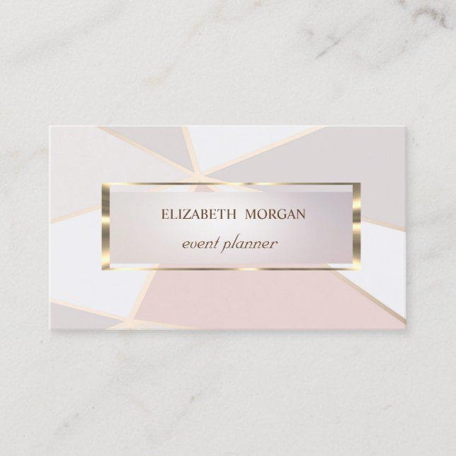 Professional,Modern Geometric,Gold Frame Business Card (Front)