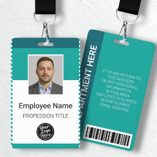 Professional Modern Geometric Teal Stripes Staff ID Badge