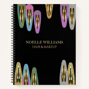 Professional Modern Glitter Hair Clip Hair Stylist Notebook