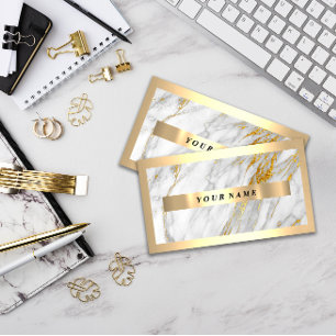 Professional Modern Gold Frame Gray Grey Marble Business Card