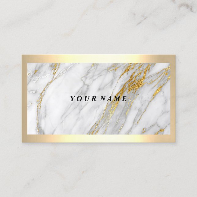 Professional Modern Gold Frame Grey VIP Marble Business Card (Front)