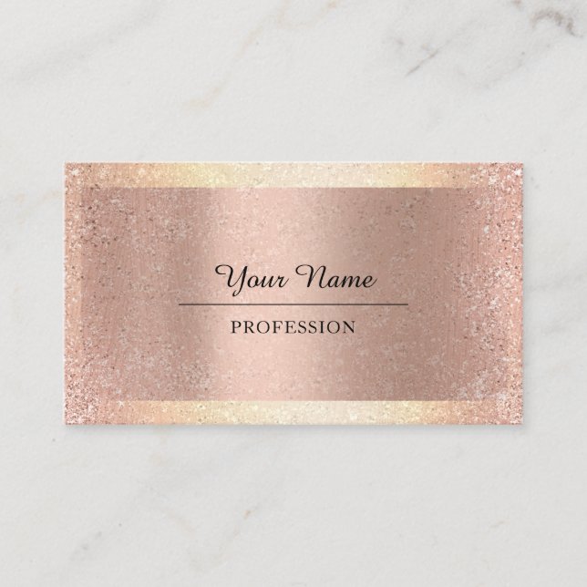 Professional Modern Gold Glitter  Minimalism Rose Business Card (Front)