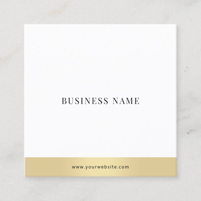 Professional Modern Gold White Elegant Simple Chic Square Business Card (Front)