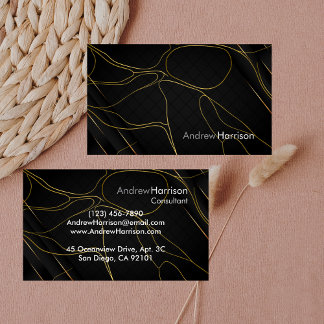 Professional Modern Golden Black Minimalist Business Card