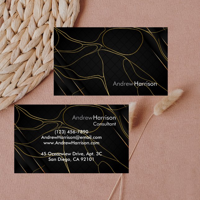 Professional Modern Golden Black Minimalist Business Card (Creator Uploaded)