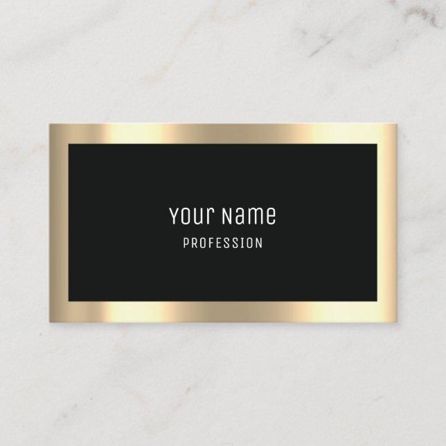 Professional Modern Golden Simply Minimal Black Business Card (Front)