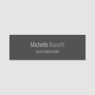 Professional Modern Grey Black Minimalist Name Tag
