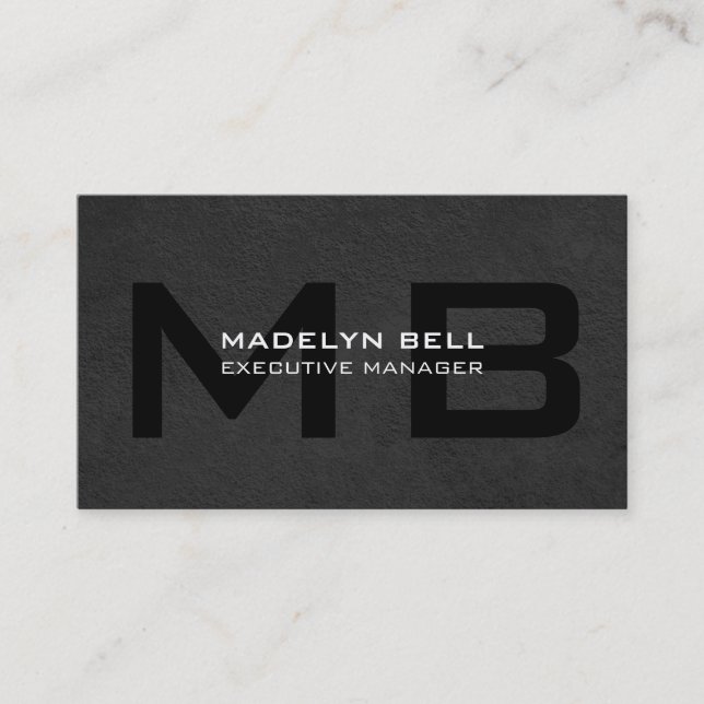 Professional Modern Grey Black Monogram Business Card (Front)