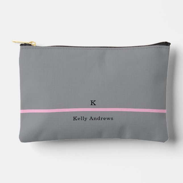 Professional Modern Grey Blush Pink Simple Accessory Pouch (Front)