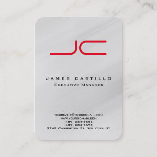 Professional Modern Grey Red Monogram Minimalist Business Card