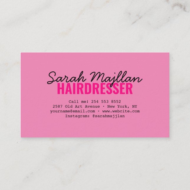 Professional Modern Hair Stylist Business Card (Back)