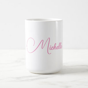 Professional modern handwriting name pink white coffee mug