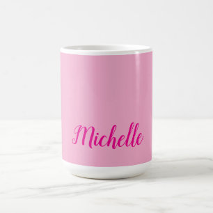 Professional modern handwriting name pink white coffee mug