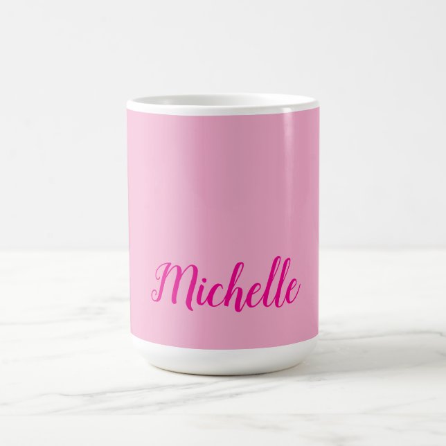 Professional modern handwriting name pink white coffee mug (Center)